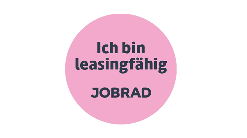 rosa Badge mit Aufschrift "Ich bin leasingfähig" JobRad rosa Badge mit Aufschrift "Ich bin leasingfähig" JobRad